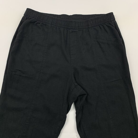 Old Navy Black Linen Blend High Rise Pull On Ankle Pant L - Picture 2 of 8